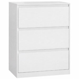 VASAGLE Comoda cu 3 sertare, design modern minimalist, PAL si MDF, 60x40x75 cm, alb