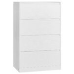 VASAGLE Comoda cu 4 sertare, design modern minimalist, PAL si MDF, 60x40x97 cm, alb