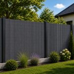 Panou de gard pentru intimitate in gradina, lamele PVC ce imita bambusul, protectie UV, 300x100 cm, gri