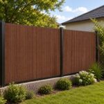 Panou de gard pentru intimitate in gradina, lamele PVC ce imita bambusul, protectie UV, 500x100 cm, maro
