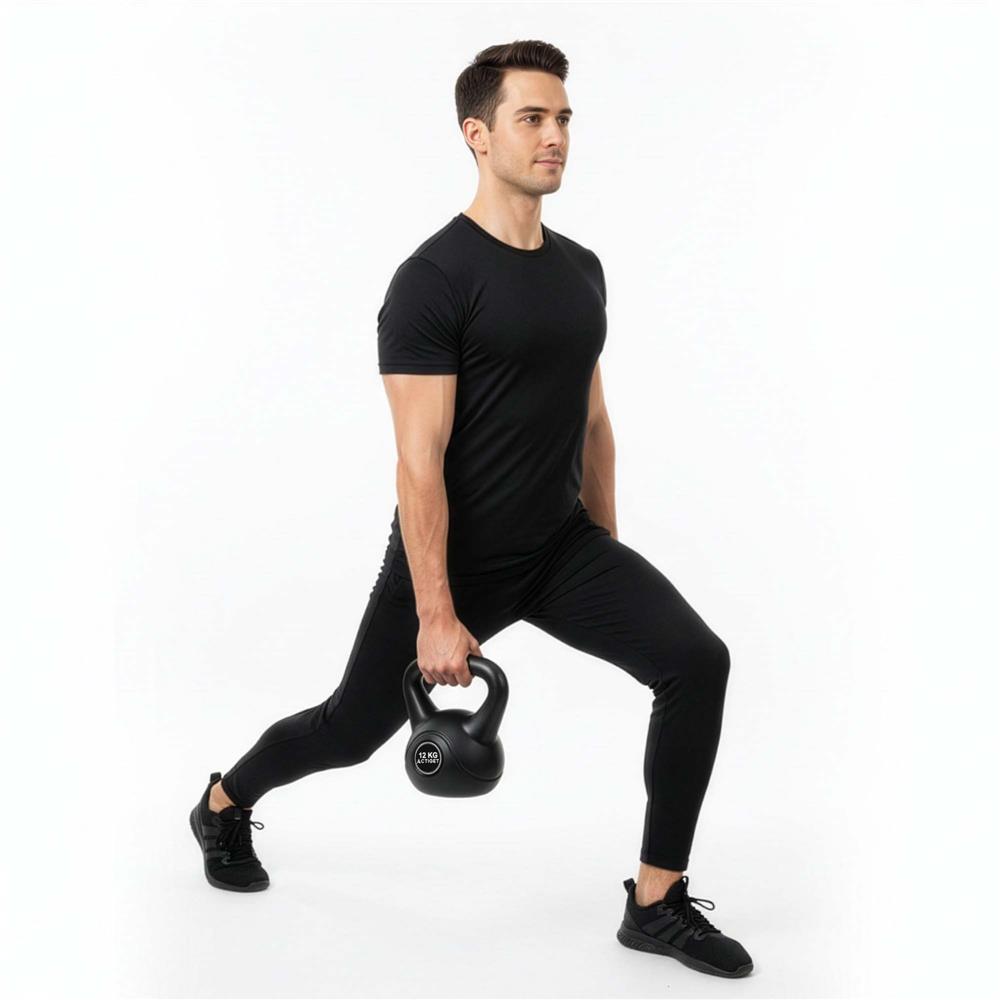 Kettlebell 12 kg, bitum cu invelis rezistent ABS, 25x19x27 cm, negru - imagine 4
