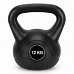 Kettlebell 12 kg, bitum cu invelis rezistent ABS, 25x19x27 cm, negru
