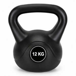 Kettlebell 12 kg, bitum cu invelis rezistent ABS, 25x19x27 cm, negru