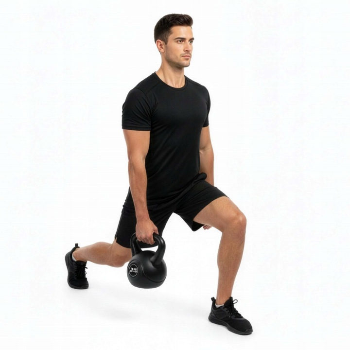 Kettlebell 14 kg, bitum cu invelis rezistent ABS, 26x22x28 cm, negru - imagine 5