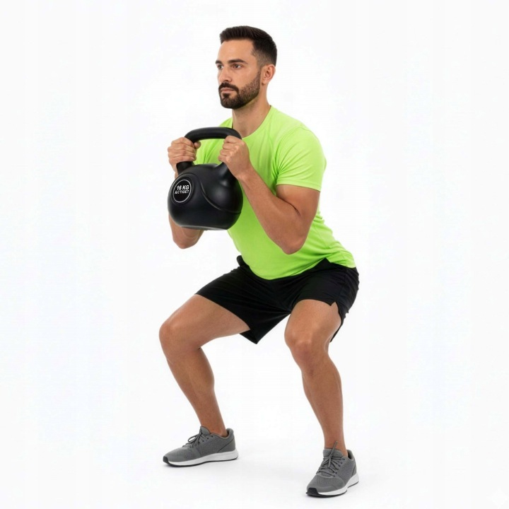 Kettlebell 16 kg, bitum cu invelis rezistent ABS, 28x23x30 cm, negru - imagine 2