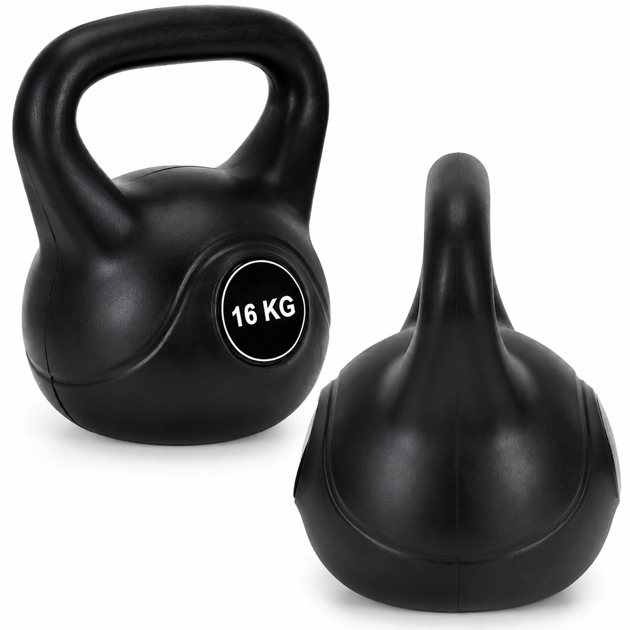 Kettlebell 16 kg, bitum cu invelis rezistent ABS, 28x23x30 cm, negru - imagine 3