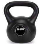 Kettlebell 16 kg, bitum cu invelis rezistent ABS, 28x23x30 cm, negru