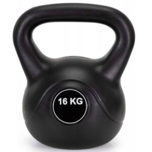 Kettlebell 16 kg, bitum cu invelis rezistent ABS, 28x23x30 cm, negru