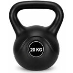 Kettlebell 20 kg, bitum cu invelis rezistent ABS, 30x25x33 cm, negru