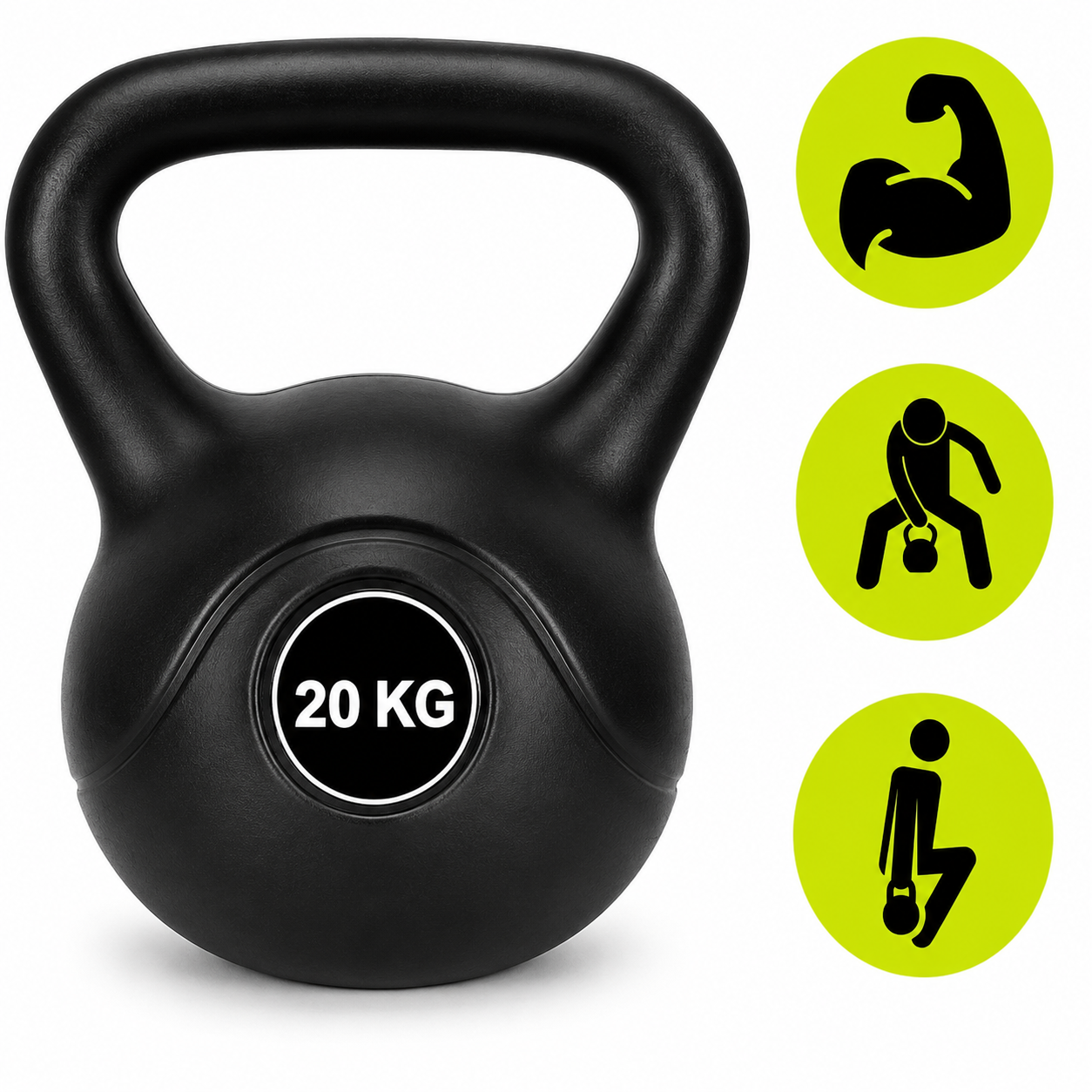 Kettlebell 20 kg, bitum cu invelis rezistent ABS, 30x25x33 cm, negru - imagine 6