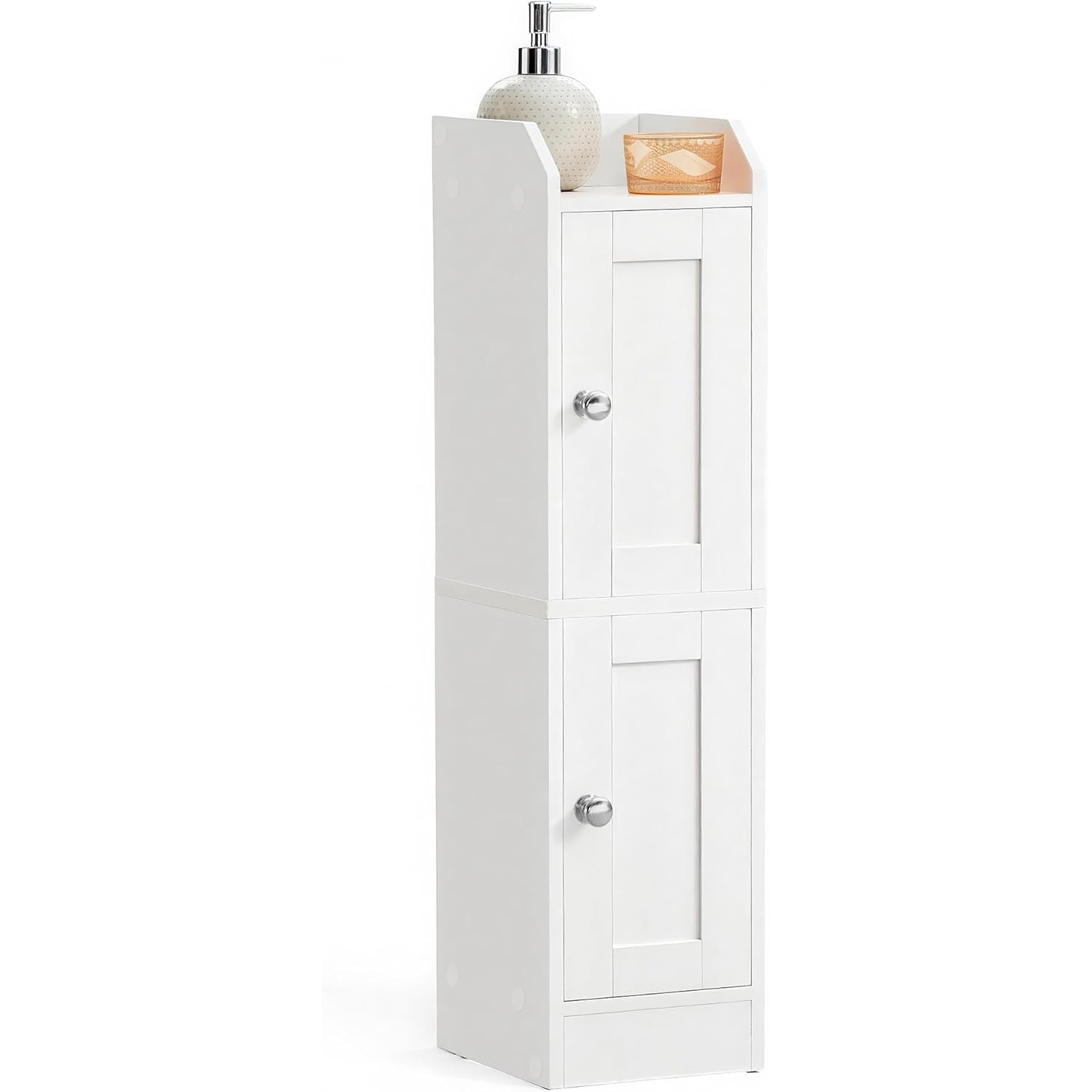 VASAGLE Dulap ingust pentru baie, cu rafturi reglabile si design compact, 20x18x80 cm, alb - imagine 3