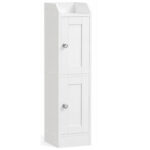 VASAGLE Dulap ingust pentru baie, cu rafturi reglabile si design compact, 20x18x80 cm, alb