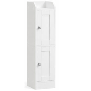 VASAGLE Dulap ingust pentru baie, cu rafturi reglabile si design compact, 20x18x80 cm, alb