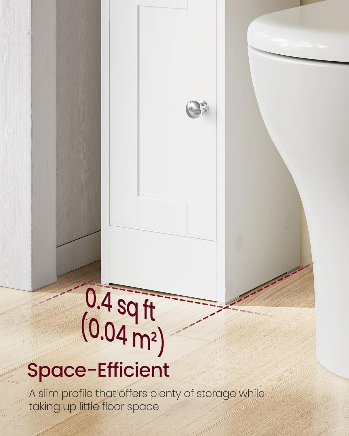 VASAGLE Dulap ingust pentru baie, cu rafturi reglabile si design compact, 20x18x80 cm, alb - imagine 5