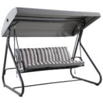 Leagan balansoar gradina 3 persoane, saltea inclusa, maxim 300 kg, 206x160x165 cm, gri