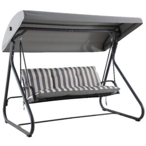 Leagan balansoar gradina 3 persoane, saltea inclusa, maxim 300 kg, 206x160x165 cm, gri