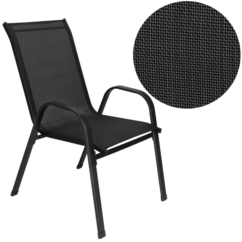 Set 4 scaune gradina cu brate, cadru otel si sezut textilene, 53x72x92 cm, negru - imagine 3