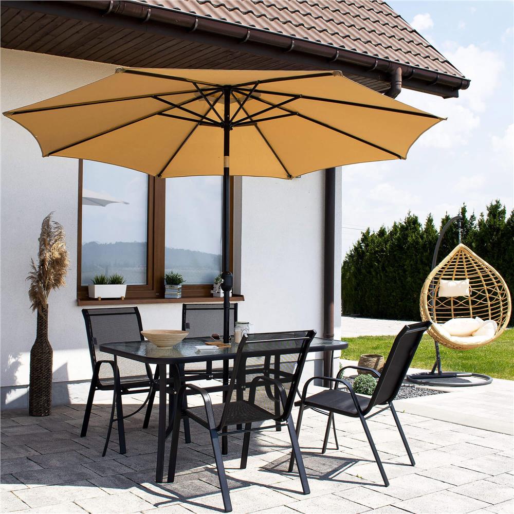 Set 4 scaune gradina cu brate, cadru otel si sezut textilene, 53x72x92 cm, negru - imagine 22