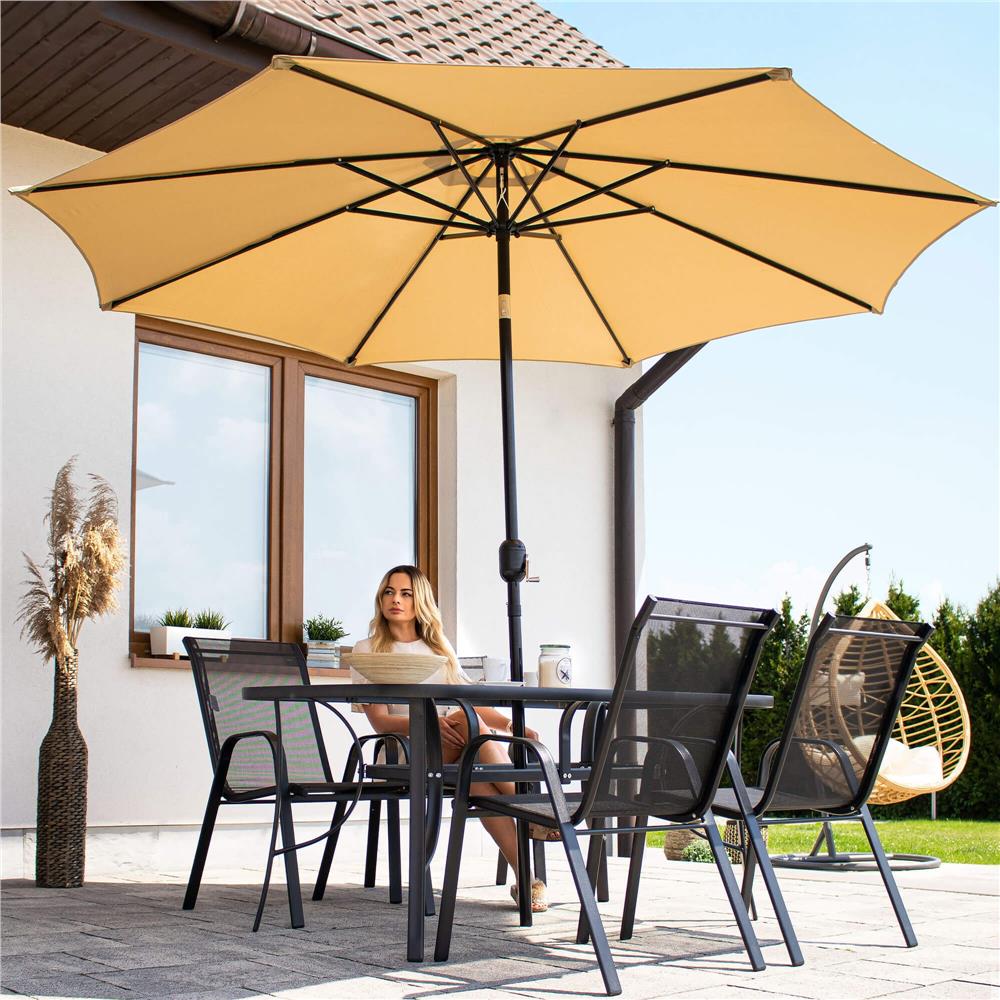 Set 4 scaune gradina cu brate, cadru otel si sezut textilene, 53x72x92 cm, negru - imagine 23