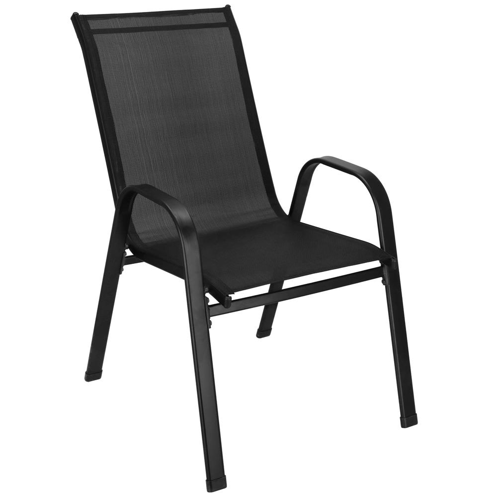 Set 4 scaune gradina cu brate, cadru otel si sezut textilene, 53x72x92 cm, negru - imagine 32