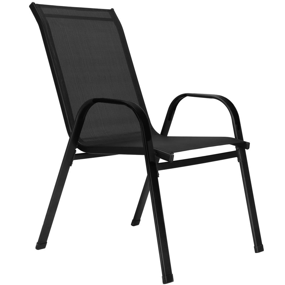Set 4 scaune gradina cu brate, cadru otel si sezut textilene, 53x72x92 cm, negru - imagine 38