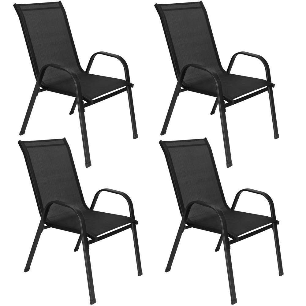 Set 4 scaune gradina cu brate, cadru otel si sezut textilene, 53x72x92 cm, negru - imagine 5