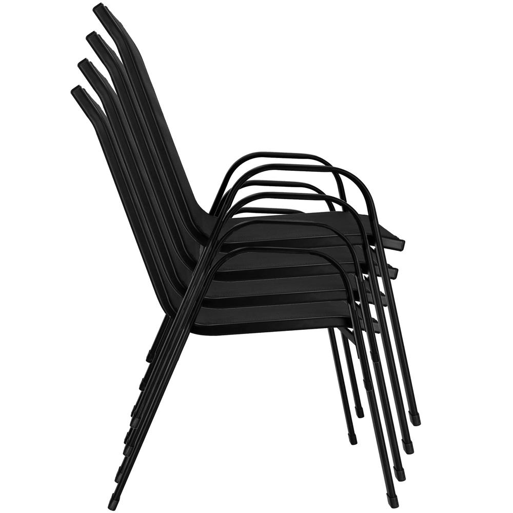 Set 4 scaune gradina cu brate, cadru otel si sezut textilene, 53x72x92 cm, negru - imagine 7