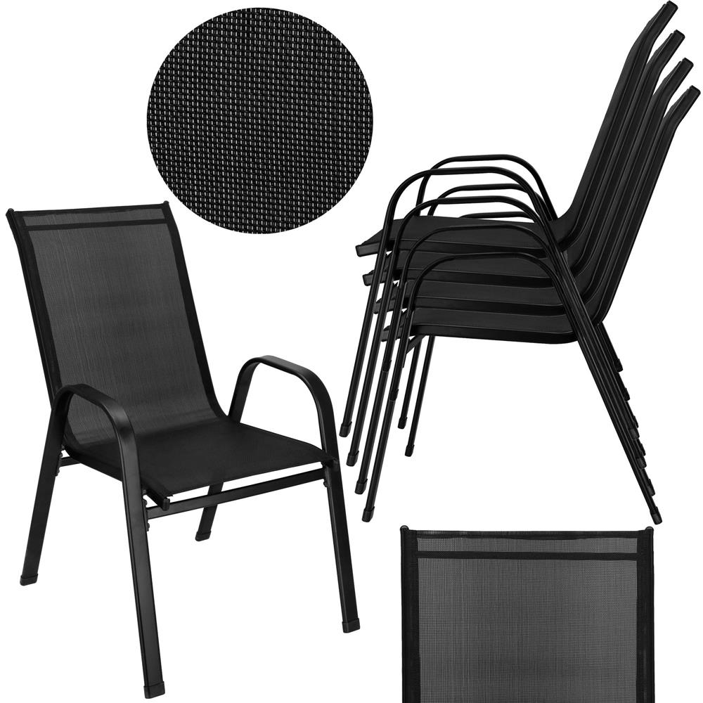 Set 4 scaune gradina cu brate, cadru otel si sezut textilene, 53x72x92 cm, negru - imagine 8