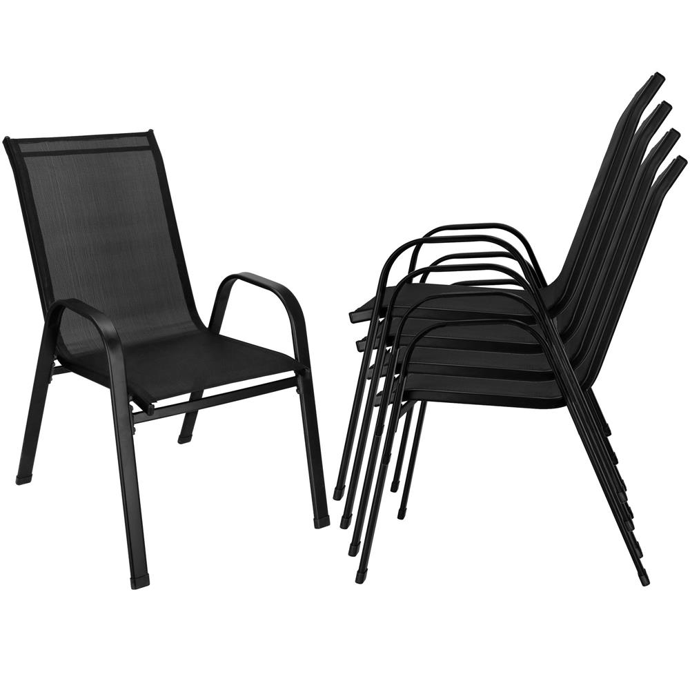 Set 4 scaune gradina cu brate, cadru otel si sezut textilene, 53x72x92 cm, negru - imagine 9