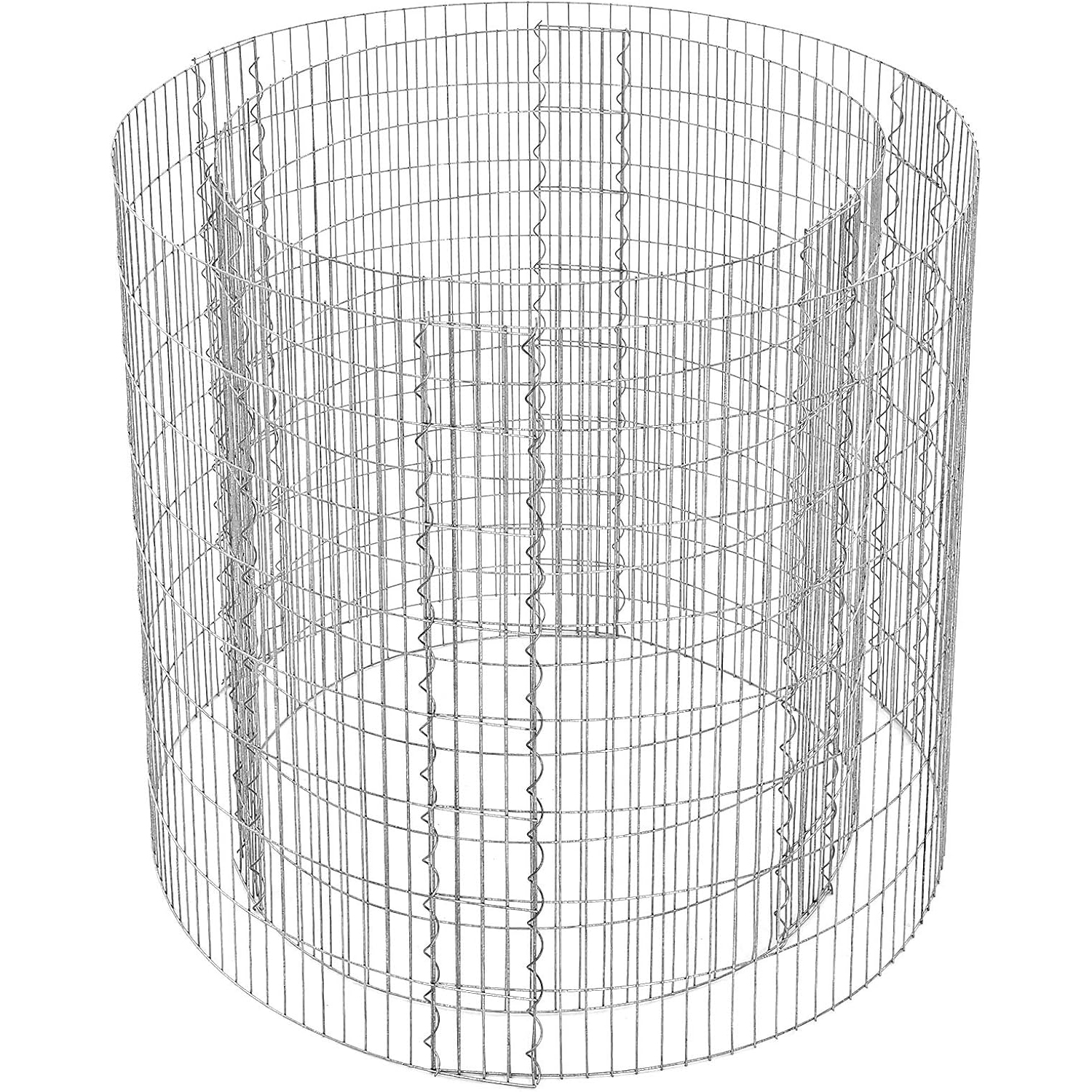 SONGMICS Cos de gabioane rotund pentru pietre, otel galvanizat, 90x90x80cm, argintiu - imagine 2