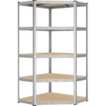 SONGMICS Raft de colt metalic cu 5 polite, pentru garaj sau depozitare, 70x70x180 cm, maxim 875 kg, argintiu