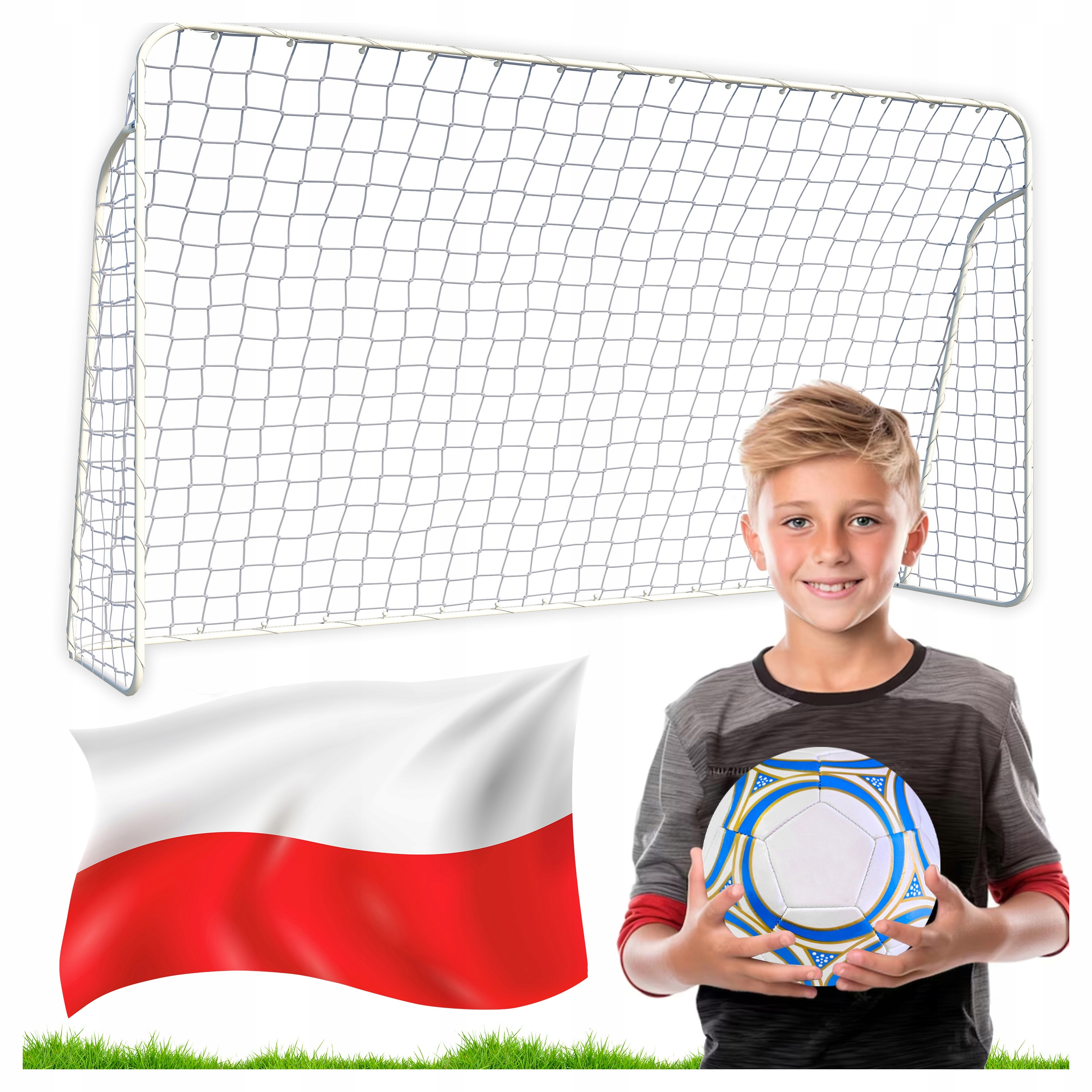 Poarta de fotbal cu plasa, cadru metalic, 300x120x200 cm, include ancore fixare si minge de fotbal - imagine 2