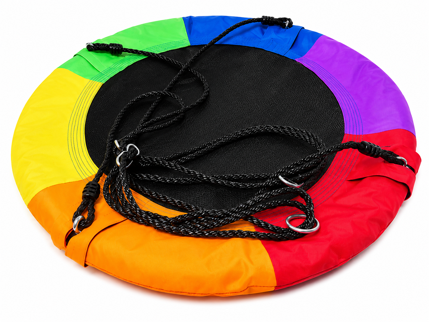 Leagan tip cuib, cu rama metalica si steaguri colorate, prindere dubla, diametru 80 cm, maxim 150 kg, multicolor - imagine 3