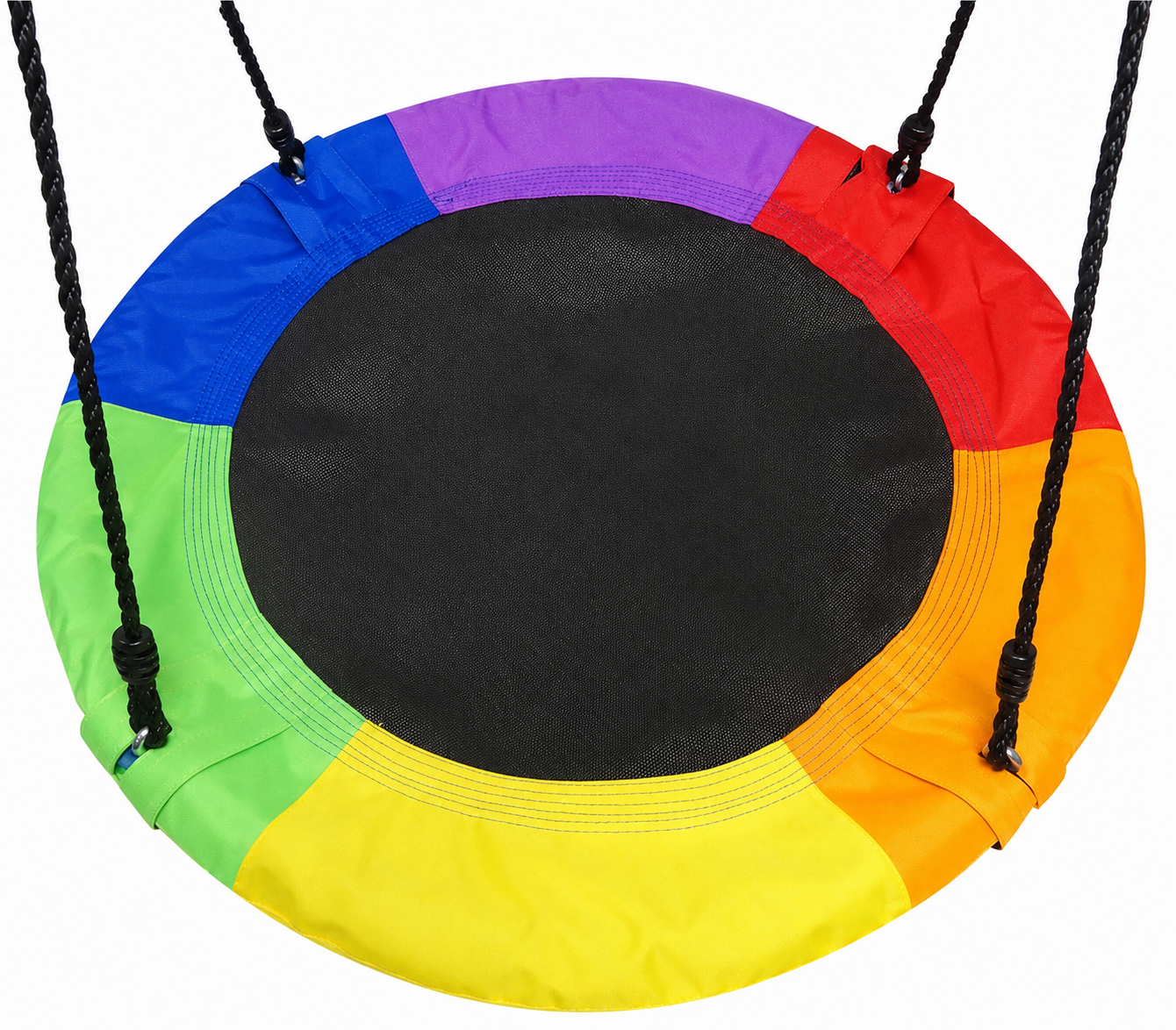 Leagan tip cuib, cu rama metalica si steaguri colorate, prindere dubla, diametru 80 cm, maxim 150 kg, multicolor - imagine 4