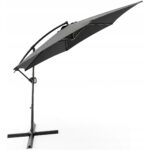 Umbrela pentru gradina XL cu rotatie 360 si ventilatie, diametru 300 cm, gri