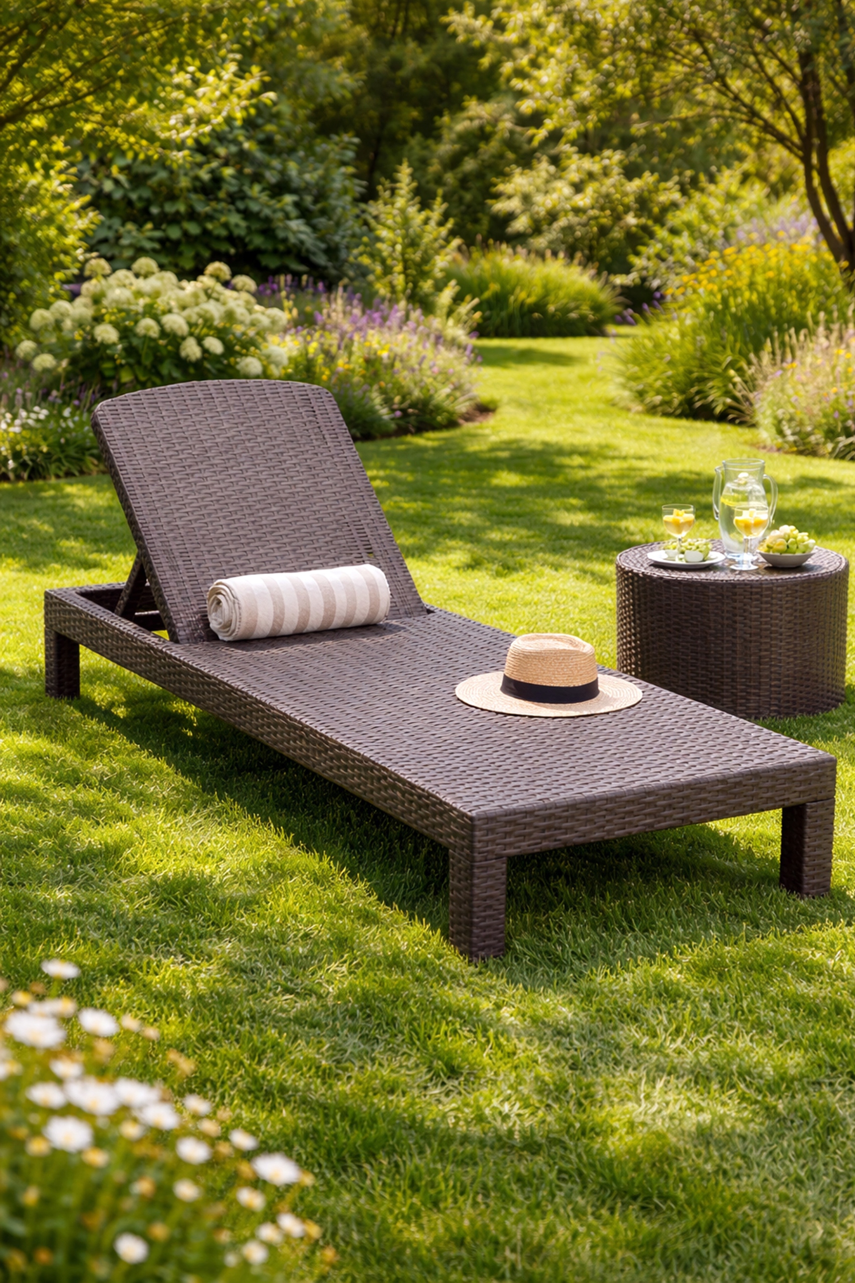 Sezlong pliabil tip valiza, 3 pozitii reglare, structura usoara pentru transport, 186x60x30 cm, maro - imagine 3