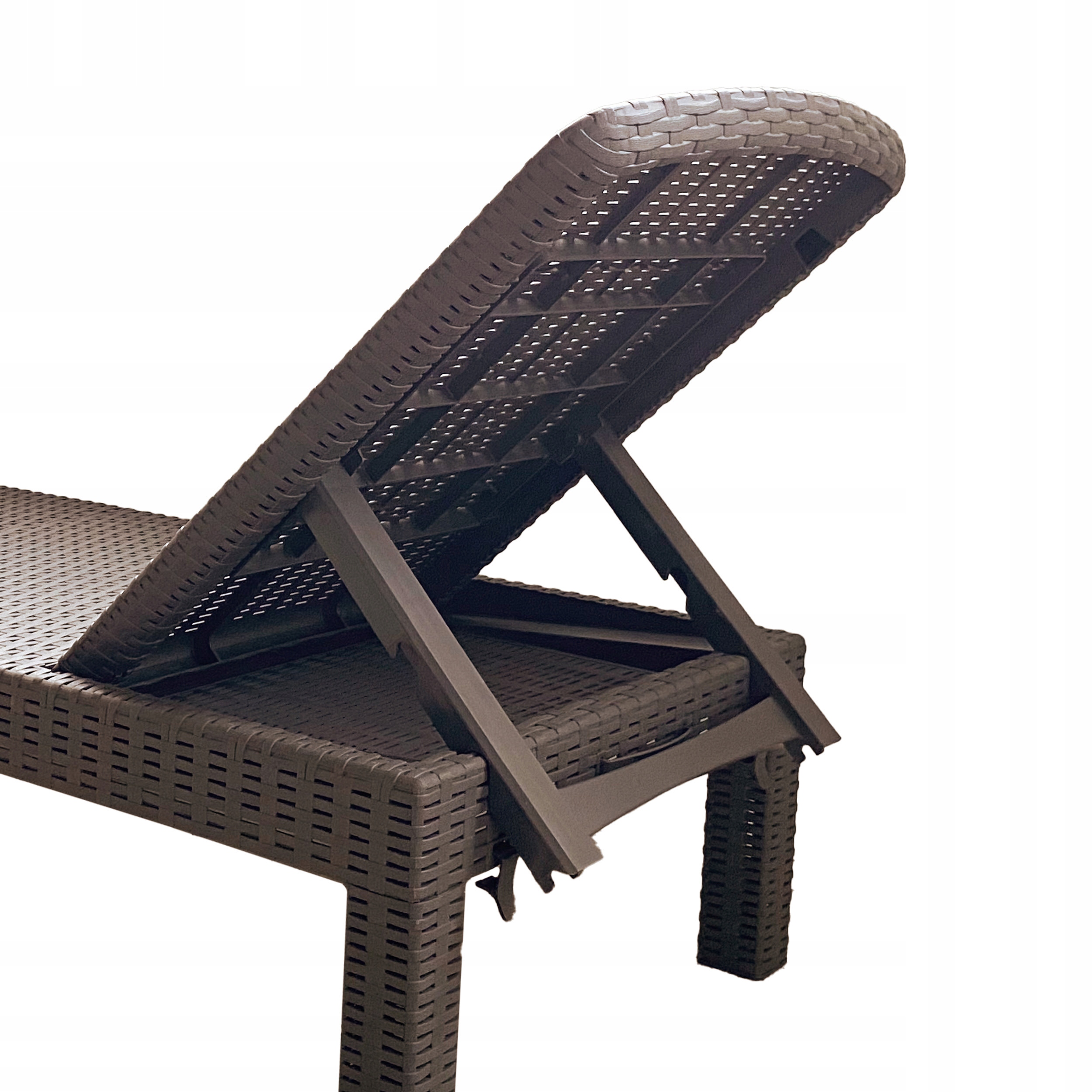 Sezlong pliabil tip valiza, 3 pozitii reglare, structura usoara pentru transport, 186x60x30 cm, maro - imagine 4
