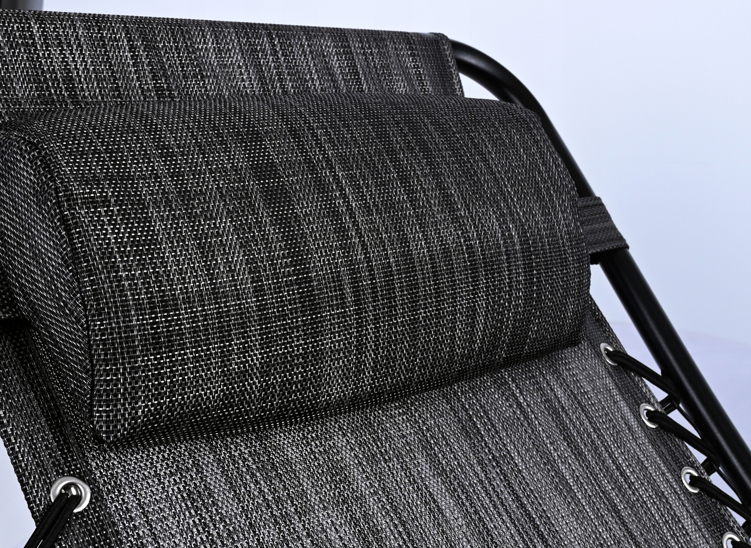Sezlong pliabil pentru gradina cu tetiera, cadru metalic, suport pahare, maxim 120 kg, 174x65x112 cm, gri - imagine 4
