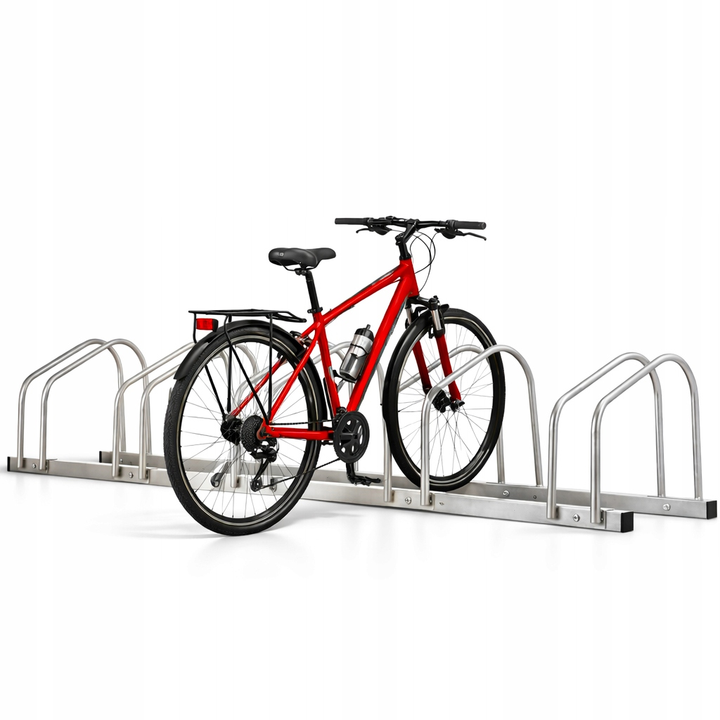 Suport metalic pentru 5 biciclete, montaj podea sau perete, structura solida otel, 135x33x28 cm - imagine 4