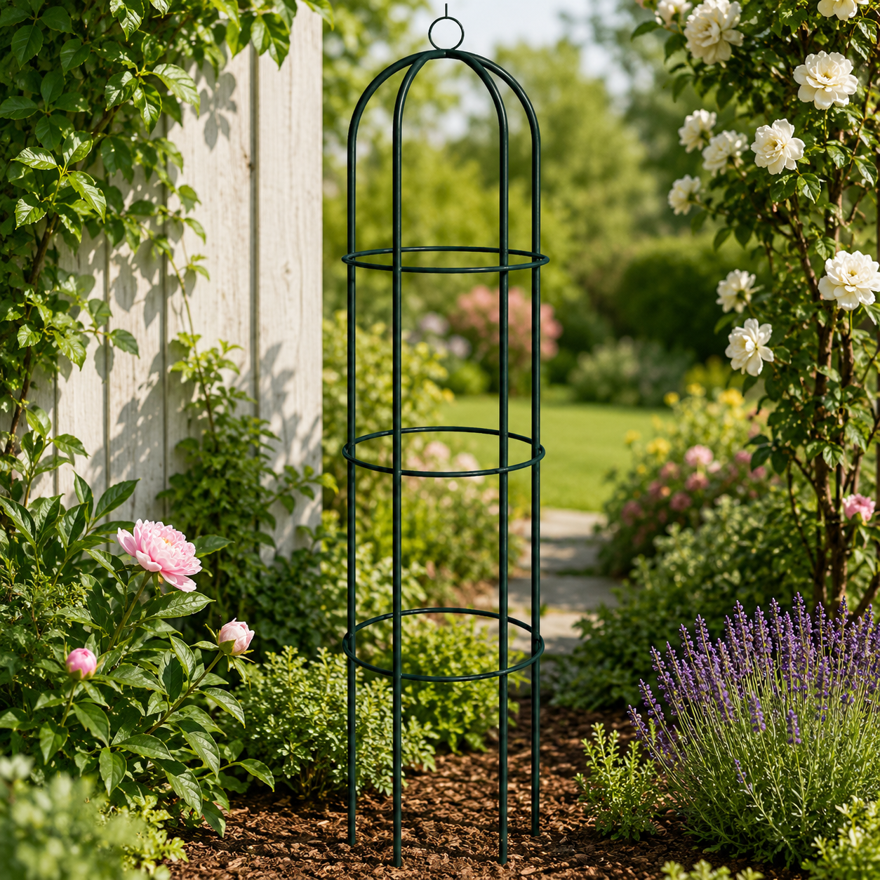 Pergola coloana pentru trandafiri si plante cataratoare, structura otel, 190x40 cm, negru