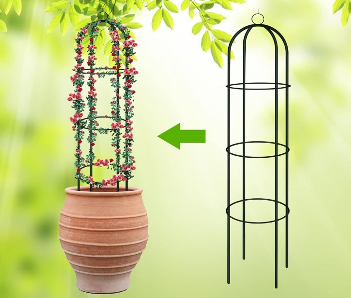 Pergola coloana pentru trandafiri si plante cataratoare, structura otel, 190x40 cm, negru - imagine 7