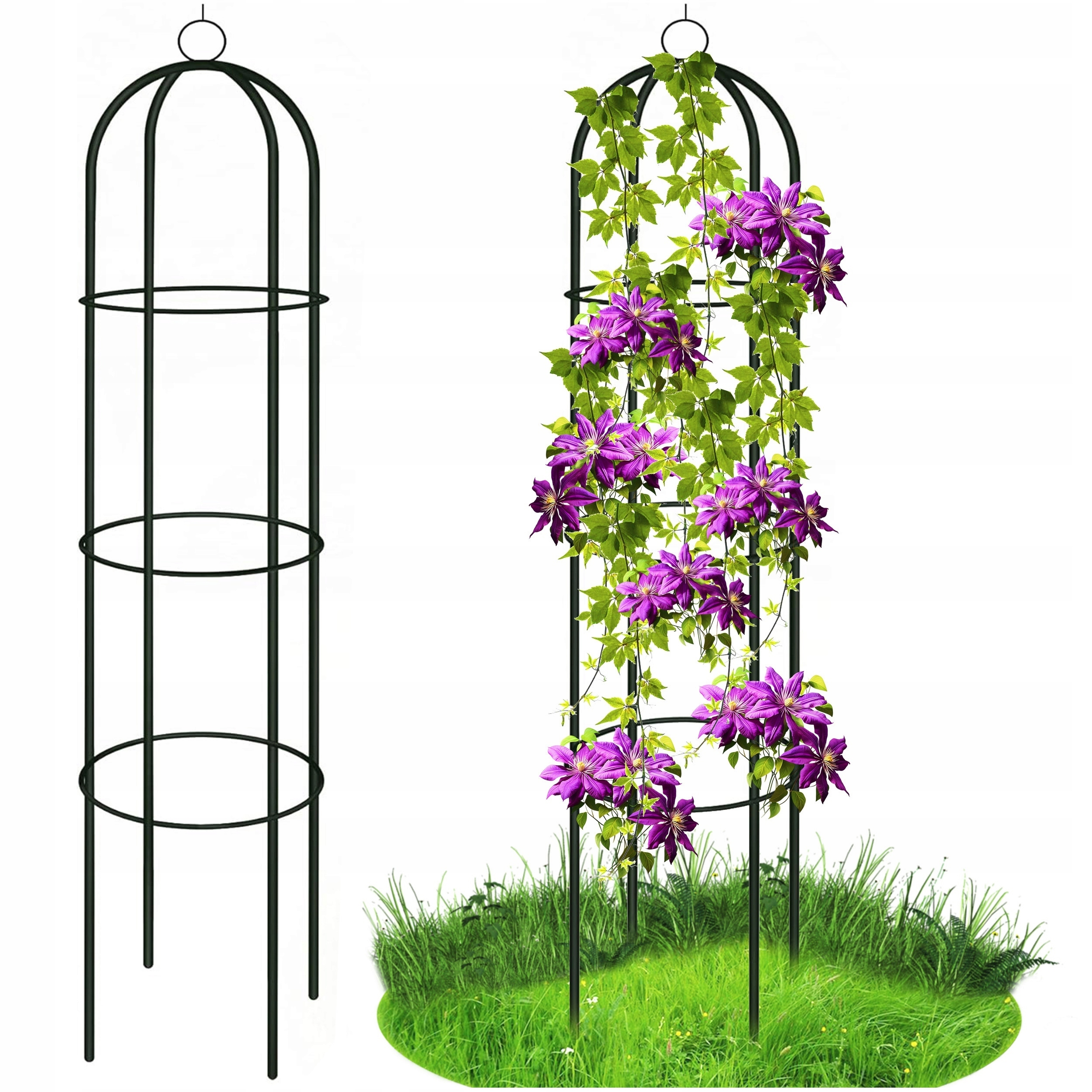 Pergola coloana pentru trandafiri si plante cataratoare, structura otel, 190x40 cm, negru - imagine 3