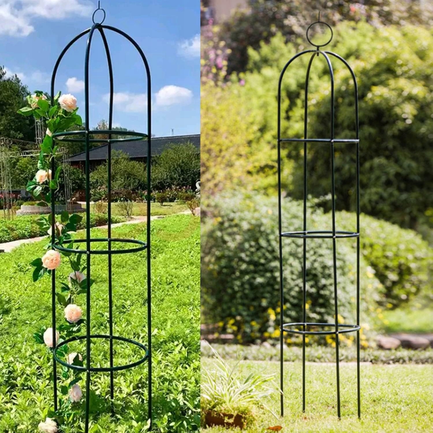 Pergola coloana pentru trandafiri si plante cataratoare, structura otel, 190x40 cm, negru - imagine 10