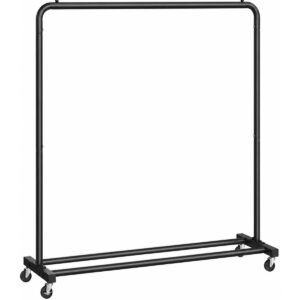 SONGMICS Suport haine mobil cu roti si polita inferioara, cadru metalic, stil industrial, 110x38x142 cm, negru