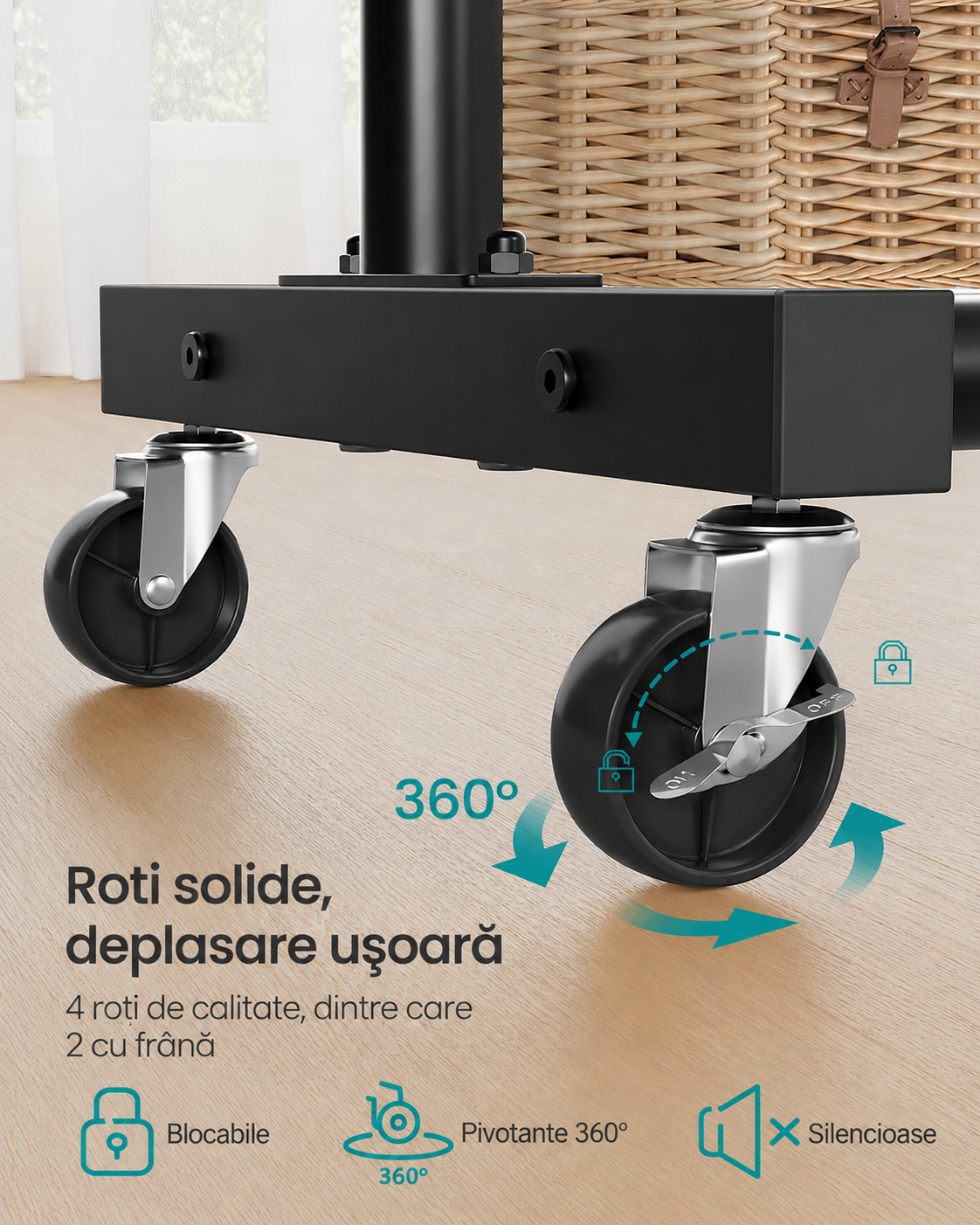 SONGMICS Suport haine mobil cu roti si polita inferioara, cadru metalic, stil industrial, 110x38x142 cm, negru - imagine 5