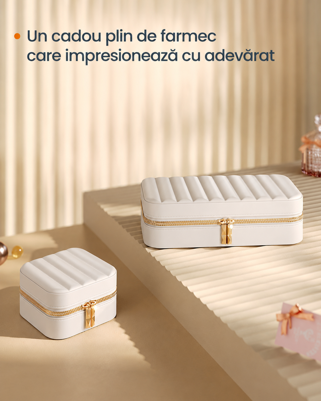 SONGMICS Cutie pentru bijuterii de calatorie, cu oglinda si compartimente organizate, 20x10x6 cm, alb - imagine 6