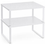 SONGMICS Set 2 rafturi de bucatarie suprapozabile, pentru ustensile sau condimente, 32x23x15 cm, alb
