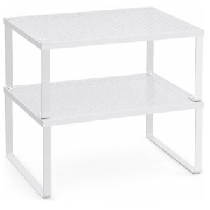 SONGMICS Set 2 rafturi de bucatarie suprapozabile, pentru ustensile sau condimente, 32x23x15 cm, alb