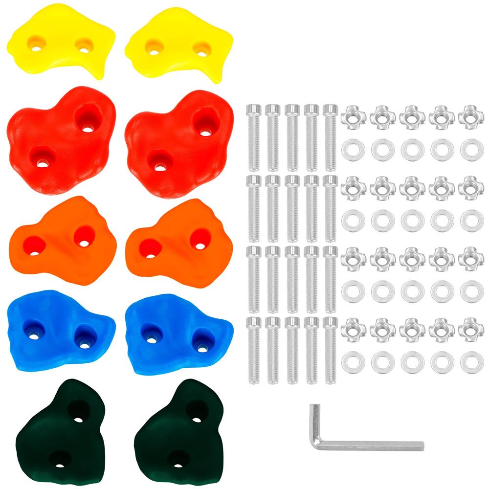 Set 10 pietre de catarare pentru copii, din plastic, suprafata antiderapanta, accesorii montaj incluse, multicolor - imagine 14