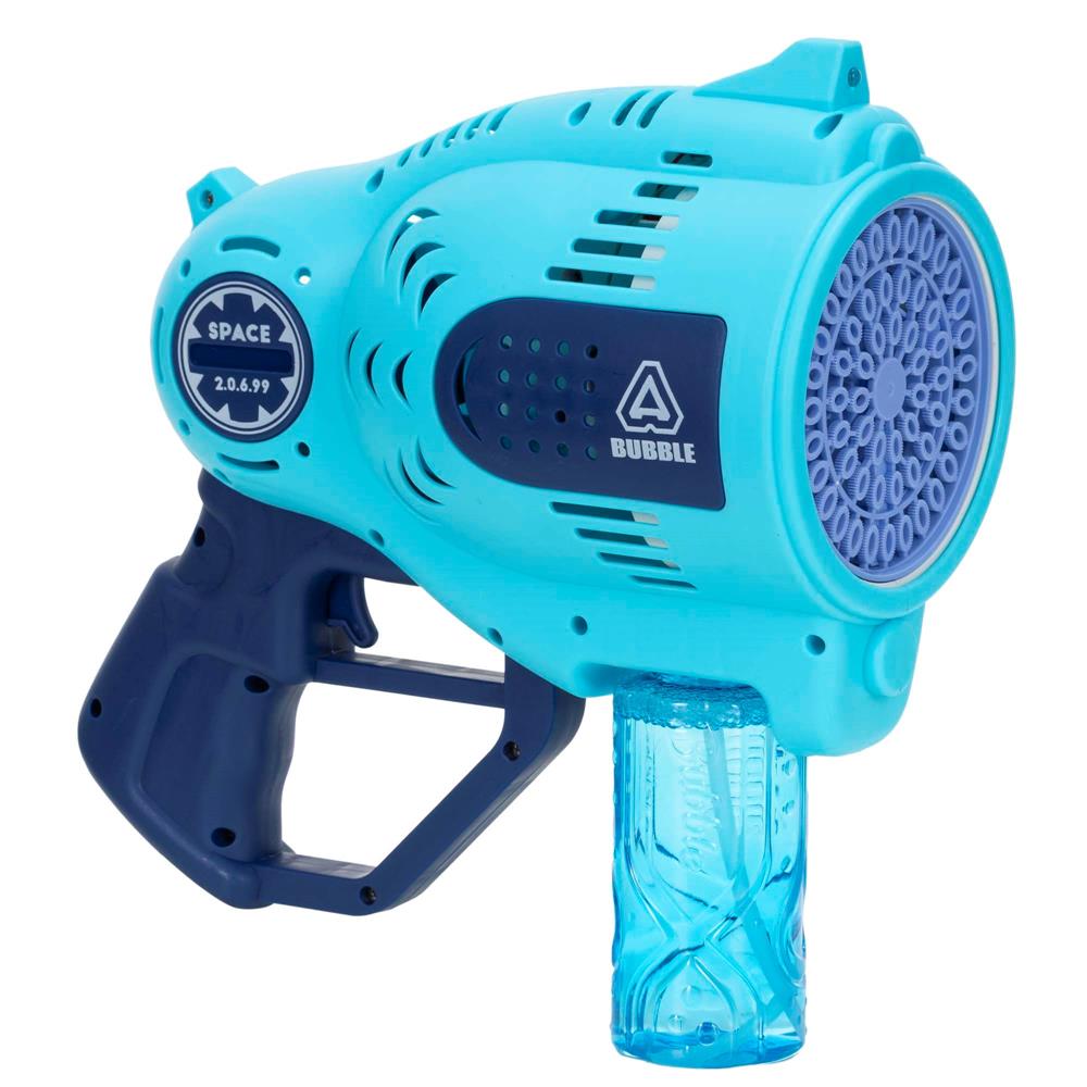 Pistol automat pentru baloane de sapun cu LED, acumulator inclus reincarcabil, 57 orificii, 24x24 cm, albastru - imagine 11